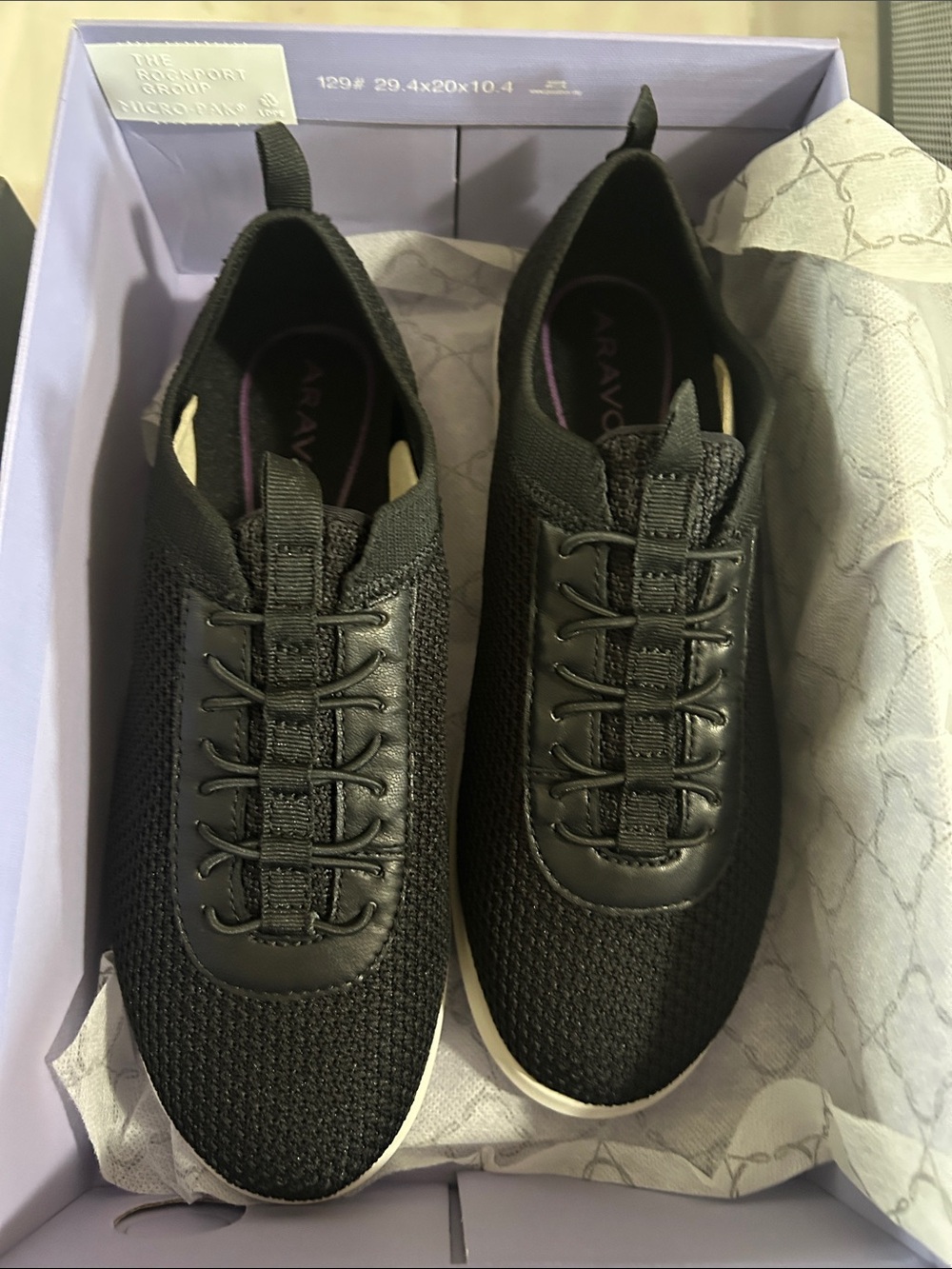 Aravon Black Knit Slip-On Lace-Up Sneakers for women’s